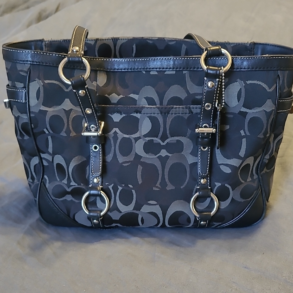 Coach Black and Gray Signature Tote